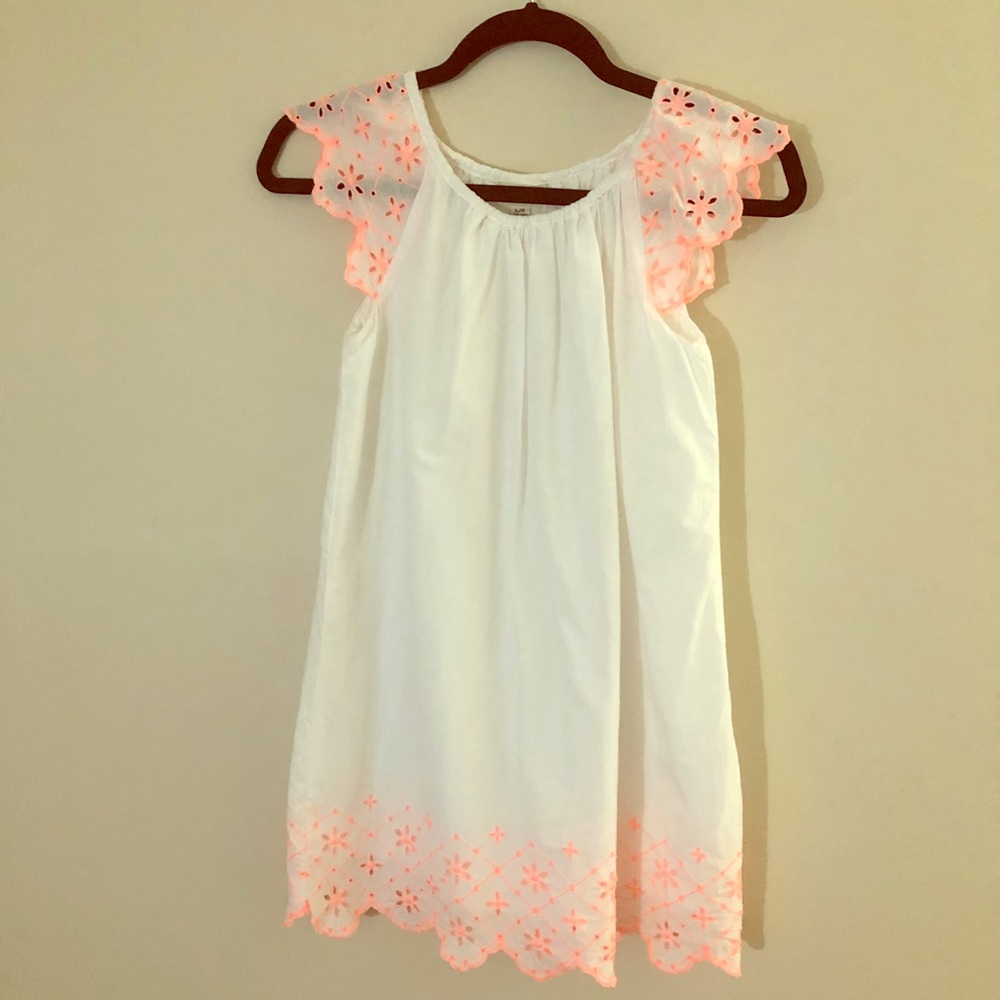 Cherokee white dress with neon/orange eyelet